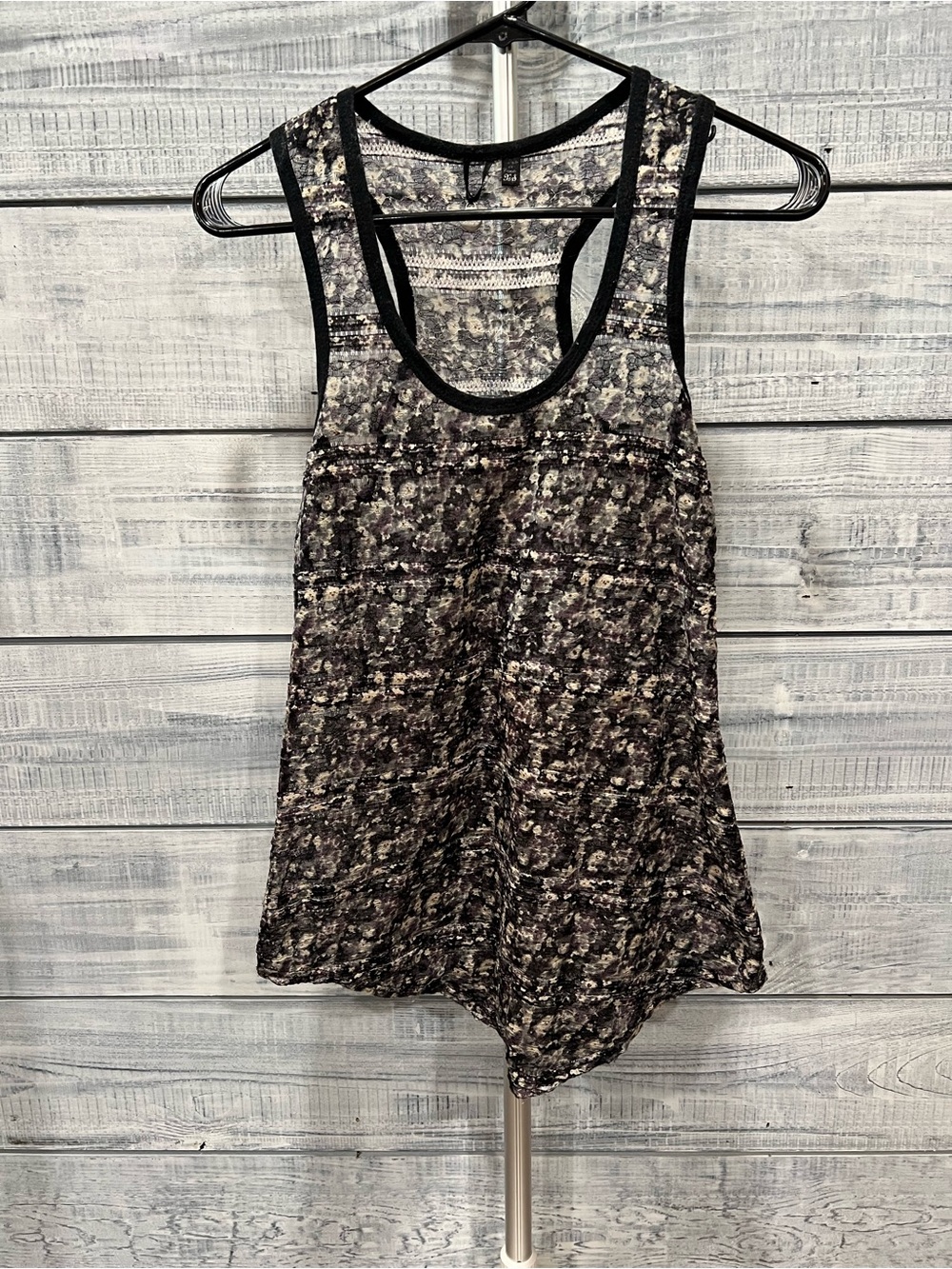 BKE Boutique Black and Gray Patterned Racerback Tank